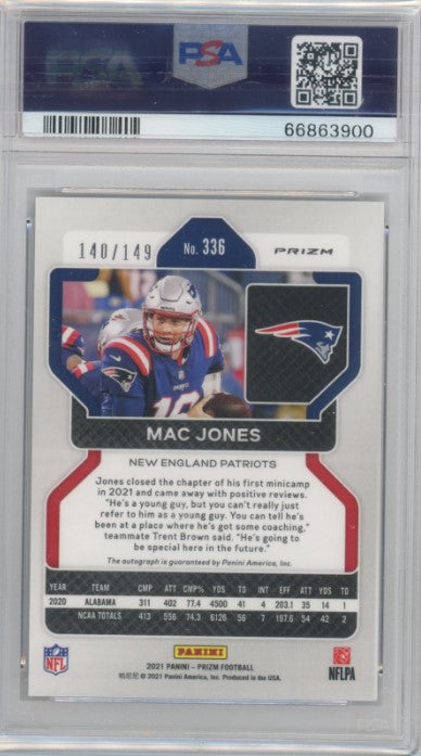 2021 Prizm Mac Jones Rookie Auto Red Wave 140/149 PSA 10