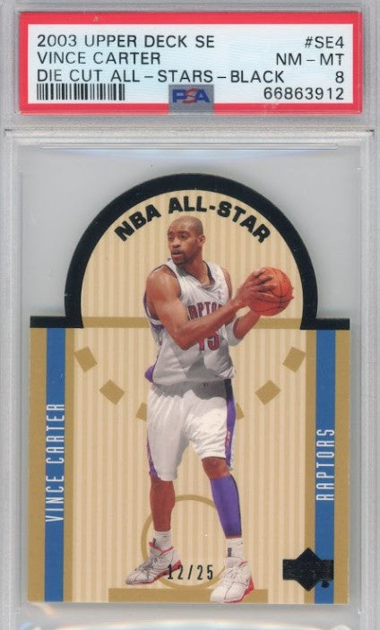 2003 Upper Deck Se Vince Carter Die Cut All-stars Black 12/25 Psa