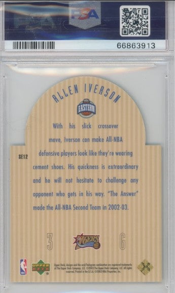 2003 Upper Deck Se Allen Iverson Die Cut All-stars Black 8/25 PSA 7