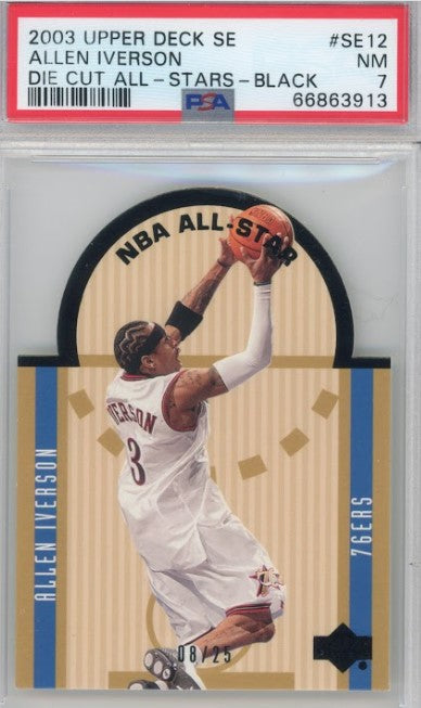 2003 Upper Deck Se Allen Iverson Die Cut All-stars Black 8/25 PSA 7