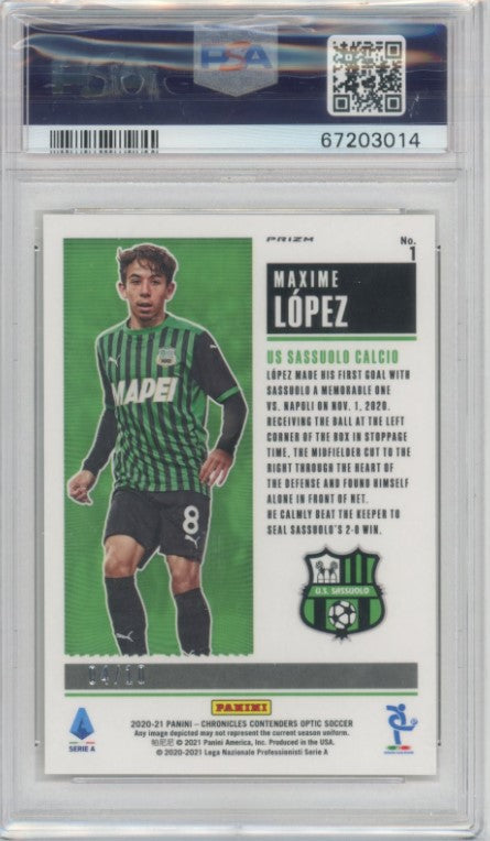2020-21 Chronicles Serie A Maxime Lopez Contenders Optic Rookie Gold 4/10 PSA 9