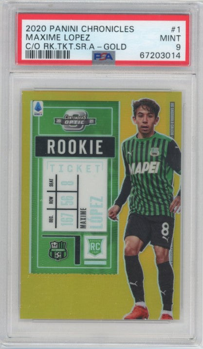 2020-21 Chronicles Serie A Maxime Lopez Contenders Optic Rookie Gold 4/10 PSA 9