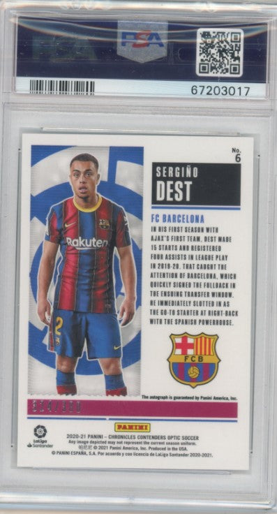 2020-21 Chronicles Laliga Sergino Dest Contenders Rookie Auto 324/380 PSA 10