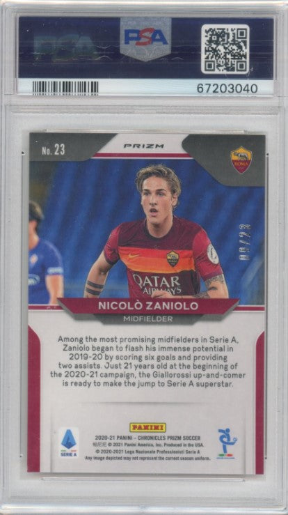2020-21 Chronicles Serie A Nicolo Zaniolo Prizm Orange Ice 9/23 PSA 9