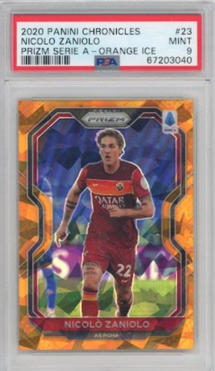 2020-21 Chronicles Serie A Nicolo Zaniolo Prizm Orange Ice 9/23 PSA 9