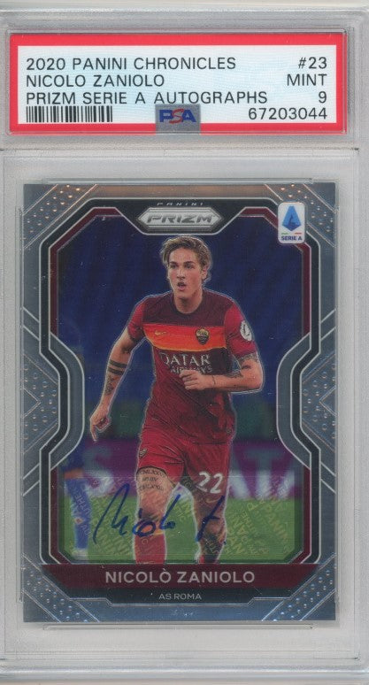 2020-21 Chronicles Serie A Nicolo Zaniolo Prizm Auto Base 53/500 PSA 9