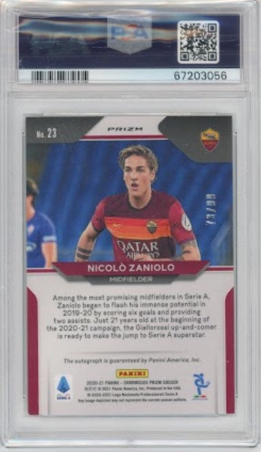 2020-21 Chronicles Serie A Nicolo Zaniolo Prizm Auto Silver 73/99 Psa 8