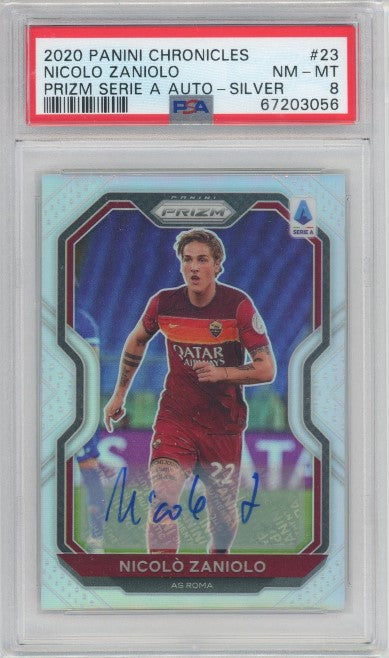 2020-21 Chronicles Serie A Nicolo Zaniolo Prizm Auto Silver 73/99 Psa 8