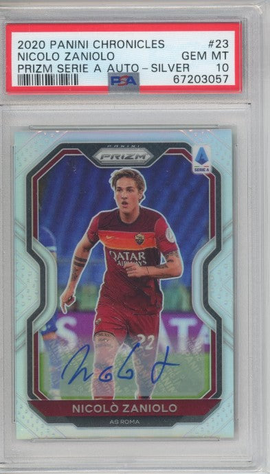 2020-21 Chronicles Serie A Nicolo Zaniolo Prizm Auto Silver 87/99 Psa 10