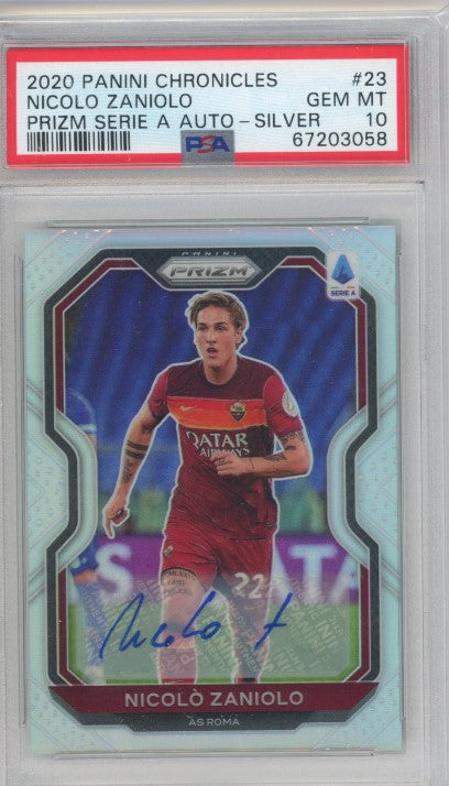 2020-21 Chronicles Serie A Nicolo Zaniolo Prizm Auto Silver 89/99 PSA 10