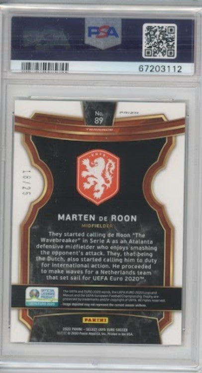 2020 Select Uefa Euro Marten De Roon Terrace Rookie Tie-dye Prizm 18/25 PSA 9