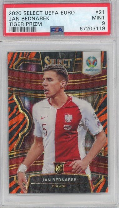 2020 Select Uefa Euro Jan Bednarek Terrace Rookie Tiger Prizm Ssp No 21 PSA 9 119