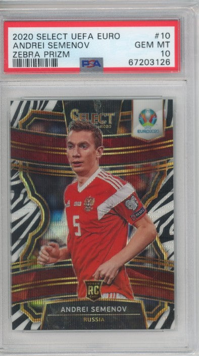 2020 Select Uefa Euro Andrei Semenov Rookie Zebra Prizm Ssp No 10 PSA 10 126
