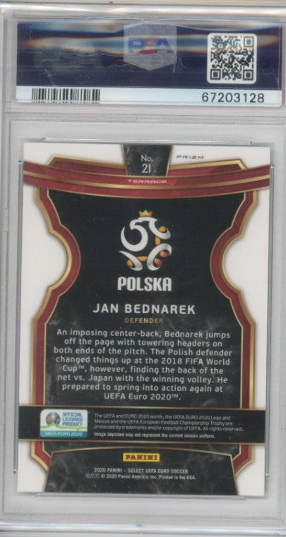 2020 Select Uefa Euro Jan Bednarek Rookie Zebra Prizm Ssp No 21 PSA 10 128