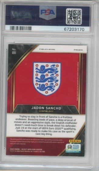 2020 Select Uefa Euro Jadon Sancho Field Sp Tri-color Prizm No 181 PSA 9 170