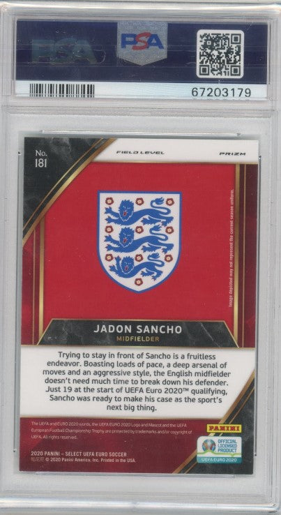2020 Select Uefa Euro Jadon Sancho Field Sp Tri-color Prizm No 181 Psa 9 179