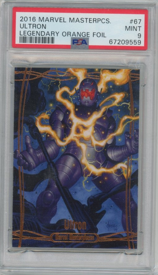 2015 2016 Marvel Masterpieces Ultron Legendary Orange Foil 15/99 Psa 9