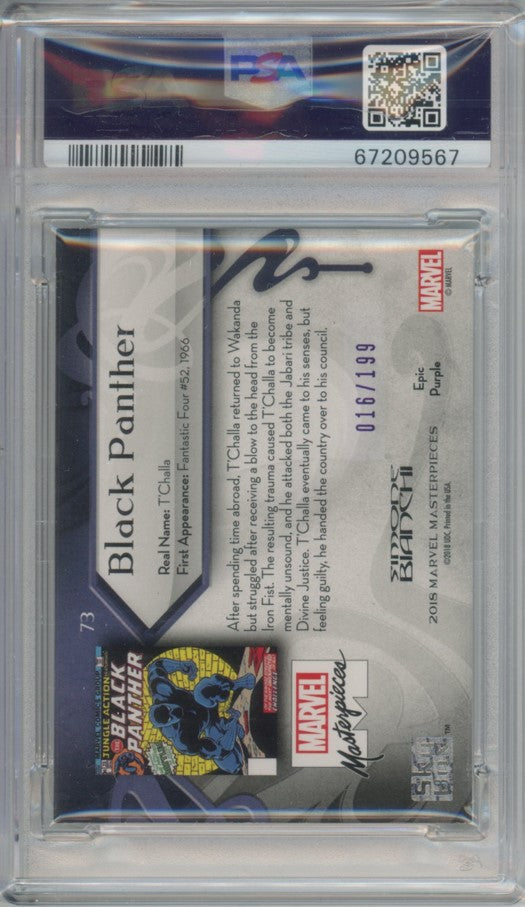 2018 Marvel Masterpieces Black Panther Epic Purple Foil 16/199 PSA 9