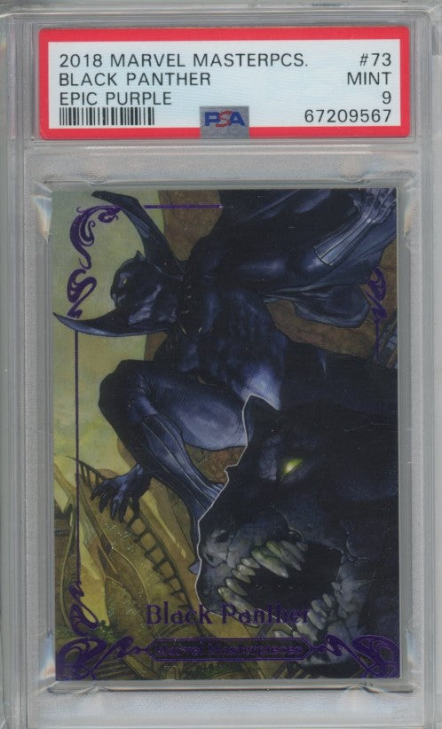 2018 Marvel Masterpieces Black Panther Epic Purple Foil 16/199 PSA 9