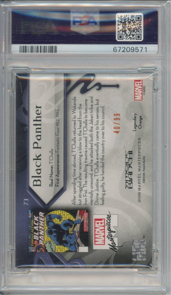 2018 Marvel Masterpieces Black Panther Legendary Orange Foil 40/99 PSA 8