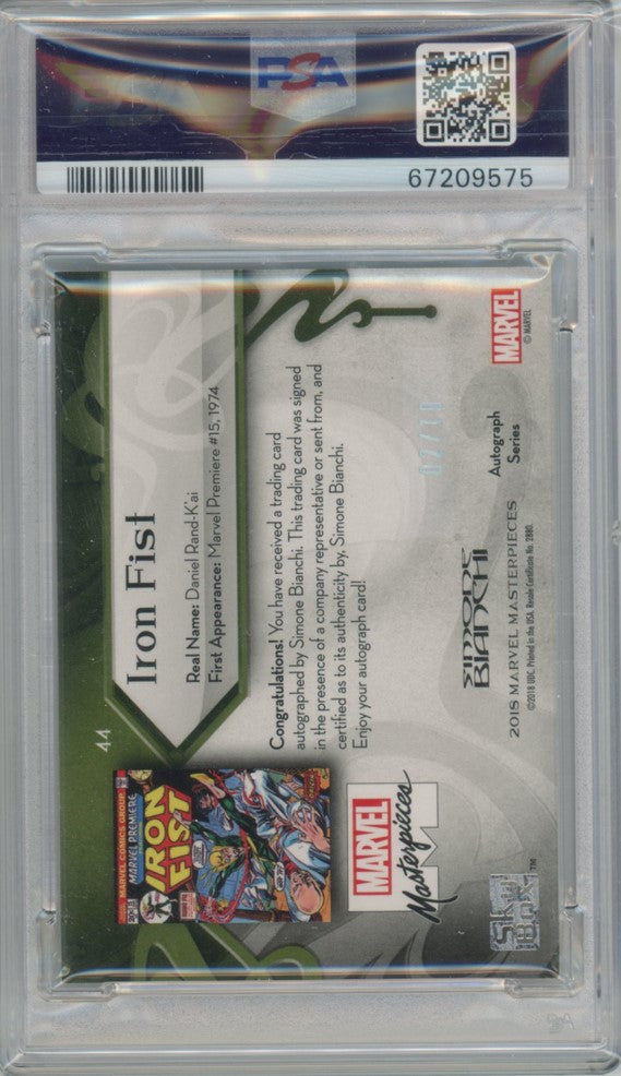 2018 Marvel Masterpieces Iron Fist Auto Series Simone Bianchi 2/10 PSA 9