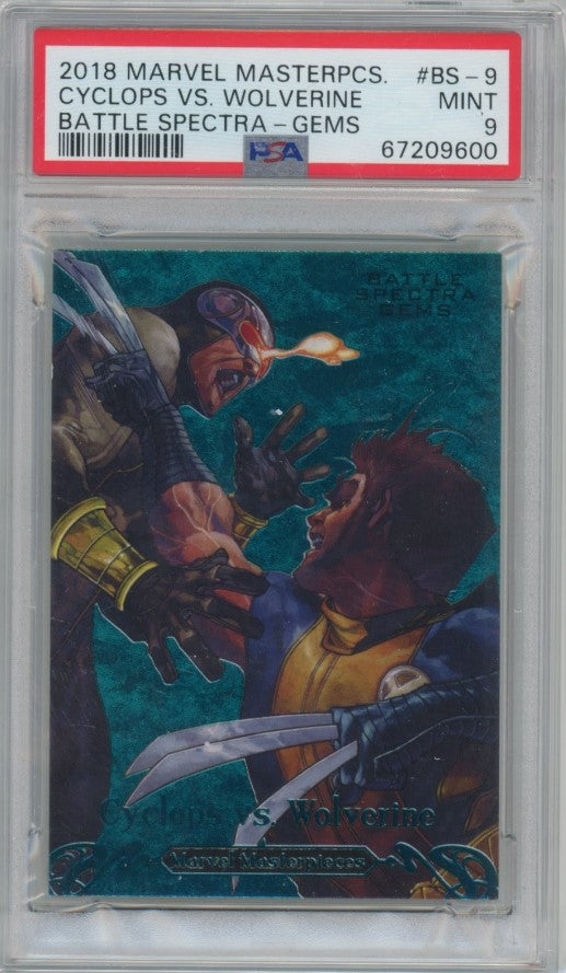 2018 Marvel Masterpieces Cyclops Vs. Wolverine Battle Spectra Gems 30/99 PSA 9