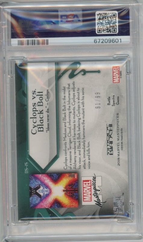 2018 Marvel Masterpieces Cyclops Vs. Black Bolt Battle Spectra Gems 91/99 Psa 9