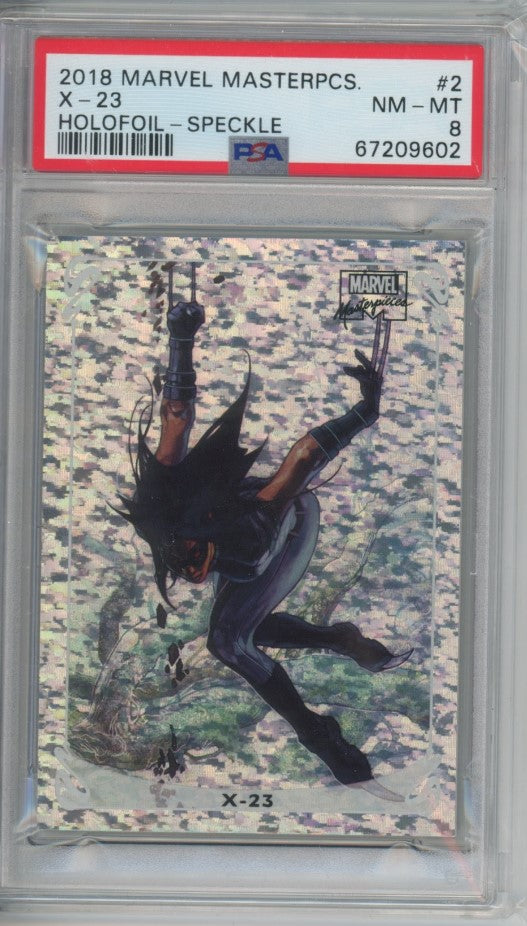 2018 Marvel Masterpieces X-23 Holofoil Speckle 97/99 PSA 8
