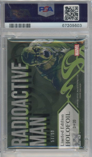 2018 Marvel Masterpieces Radioactive Man Holofoil Speckle 57/99 PSA 8