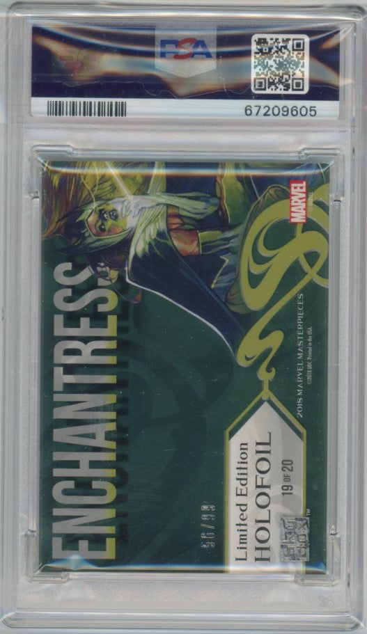 2018 Marvel Masterpieces Enchantress Holofoil Speckle 56/99 Psa 8
