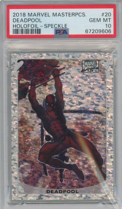 2018 Marvel Masterpieces Deadpool Holofoil Speckle 62/99 Psa 10 – Cherry  Collectables