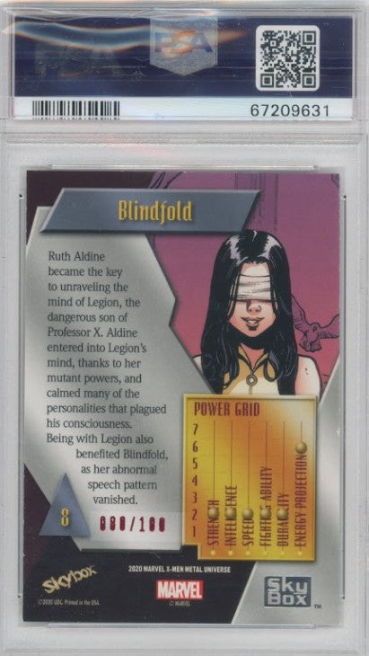 2020-21 X-men Metal Universe Blindfold Precious Metal Gems Pmg Red 80/100 PSA 9