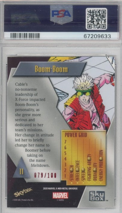 2020-21 X-men Metal Universe Boom-boom Precious Metal Gems Pmg Red 79/100 Psa 9