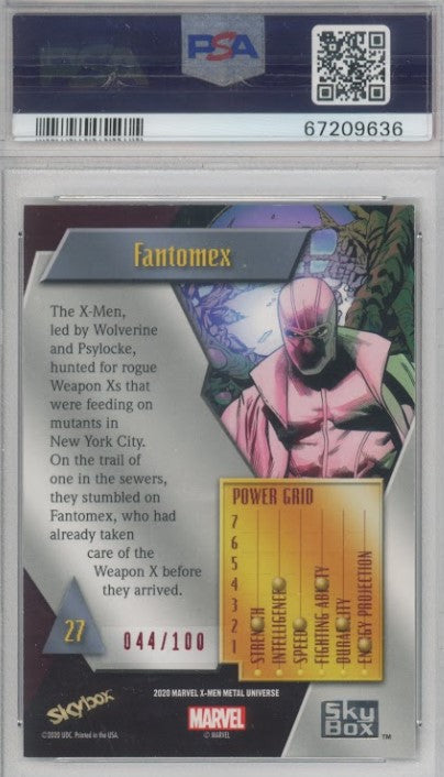 2020-21 X-men Metal Universe Fantomex Precious Metal Gems Pmg Red 44/100 Psa 9