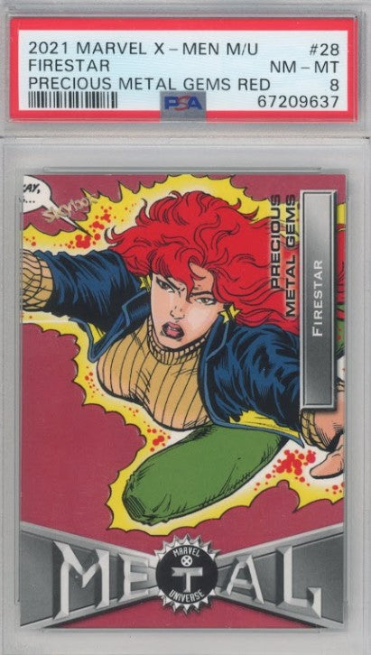 2020-21 X-men Metal Universe Firestar Precious Metal Gems Pmg Red 59/100 Psa 8