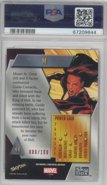 2020-21 X-men Metal Universe M Precious Metal Gems Pmg Red 80/100 PSA 9
