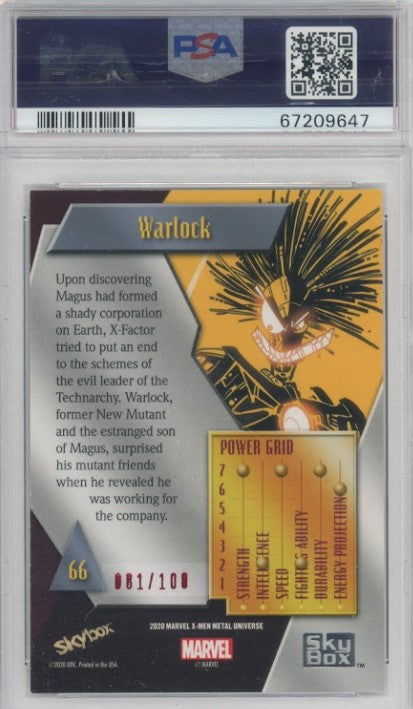 2020-21 X-men Metal Universe Warlock Precious Metal Gems Pmg Red 81/100 PSA 9