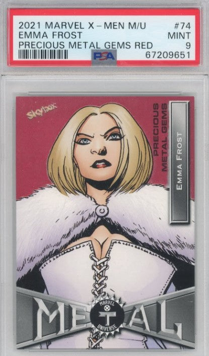2020-21 X-men Metal Universe Emma Frost Precious Metal Gems Pmg Red 58/100 PSA 9