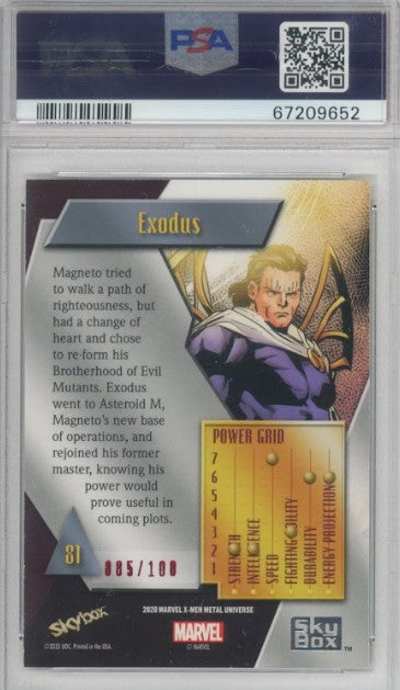 2020-21 X-men Metal Universe Exodus Precious Metal Gems Pmg Red 85/100 Psa 9