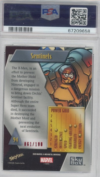 2020-21 X-men Metal Universe Sentinels Precious Metal Gems Pmg Red 61/100 PSA 8