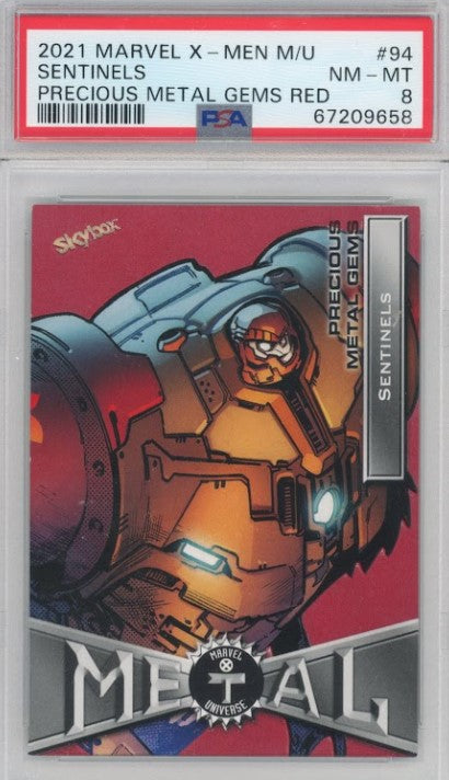 2020-21 X-men Metal Universe Sentinels Precious Metal Gems Pmg Red 61/100 PSA 8