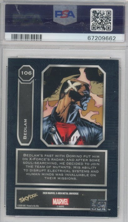 2020-21 X-men Metal Universe Bedlam Precious Metal Gems Pmg Red 35/100 PSA 8