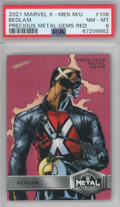 2020-21 X-men Metal Universe Bedlam Precious Metal Gems Pmg Red 35/100 PSA 8