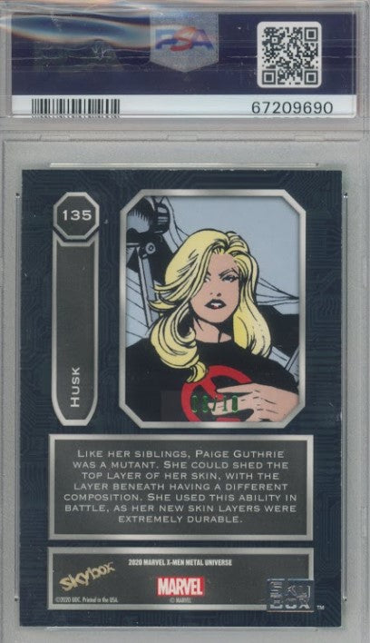 2021 Marvel X-men Metal Universe Husk Precious Metal Gems Pmg Green 9/10 PSA 8