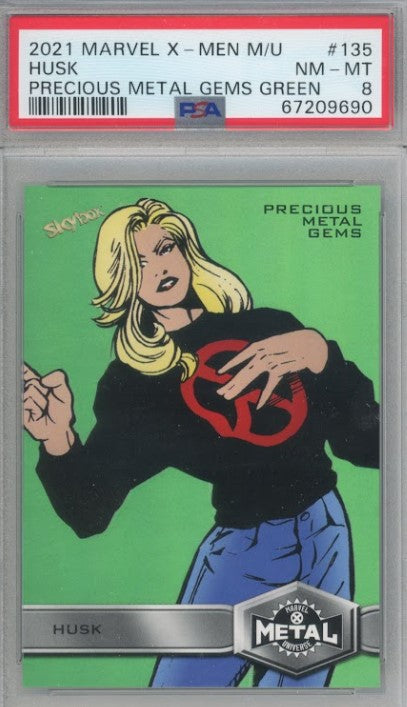 2021 Marvel X-men Metal Universe Husk Precious Metal Gems Pmg Green 9/10 PSA 8