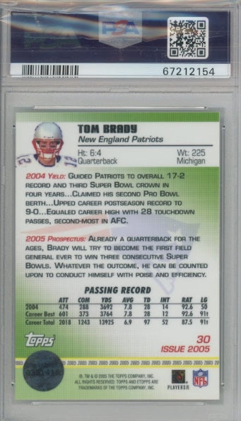 2005 Etopps Tom Brady Base No 30 PSA 8 154