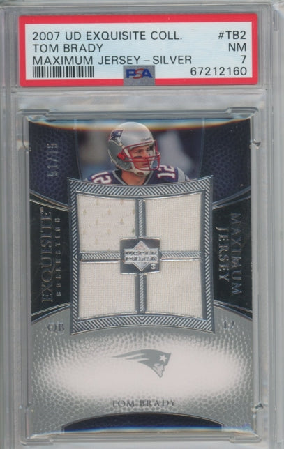 2007 Ud Exquisite Tom Brady Maximum Jersey Silver Quad Relic 51/75 Psa 7