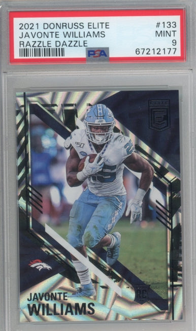 2021 Donruss Elite Javonte Williams Rookie Razzle Dazzle Sp No 133 PSA 9 177