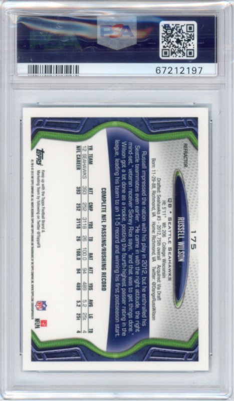 2013 Topps Chrome Russell Wilson Blue Jersey Blue Wave No 175 PSA 10 197