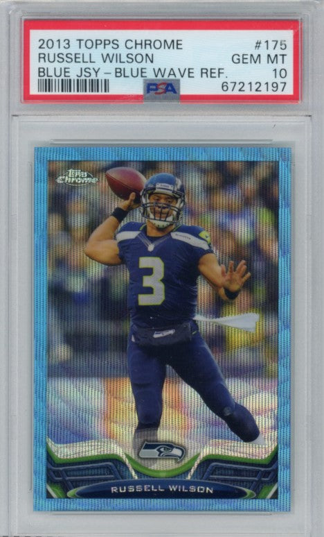 2013 Topps Chrome Russell Wilson Blue Jersey Blue Wave No 175 PSA 10 197